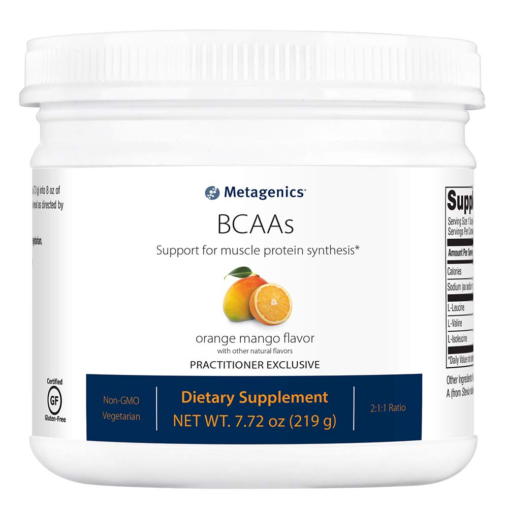 Metagenics BCAAs Powder 7.72 oz (219 g), Orange Mango Flavor, 30 Servings - Non - GMO, Gluten Free, Vegetarian - The Oasis of Health
