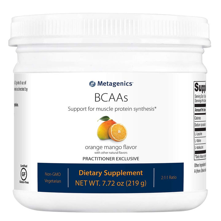 Metagenics BCAAs Powder 7.72 oz (219 g), Orange Mango Flavor, 30 Servings - Non - GMO, Gluten Free, Vegetarian - The Oasis of Health