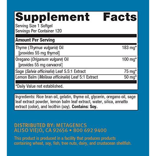 Metagenics CandiBactin - AR Nutritional Supplement Concentrated Thyme and Oregano Essential Oils Blended Bottle - 120 Count - The Oasis of Health