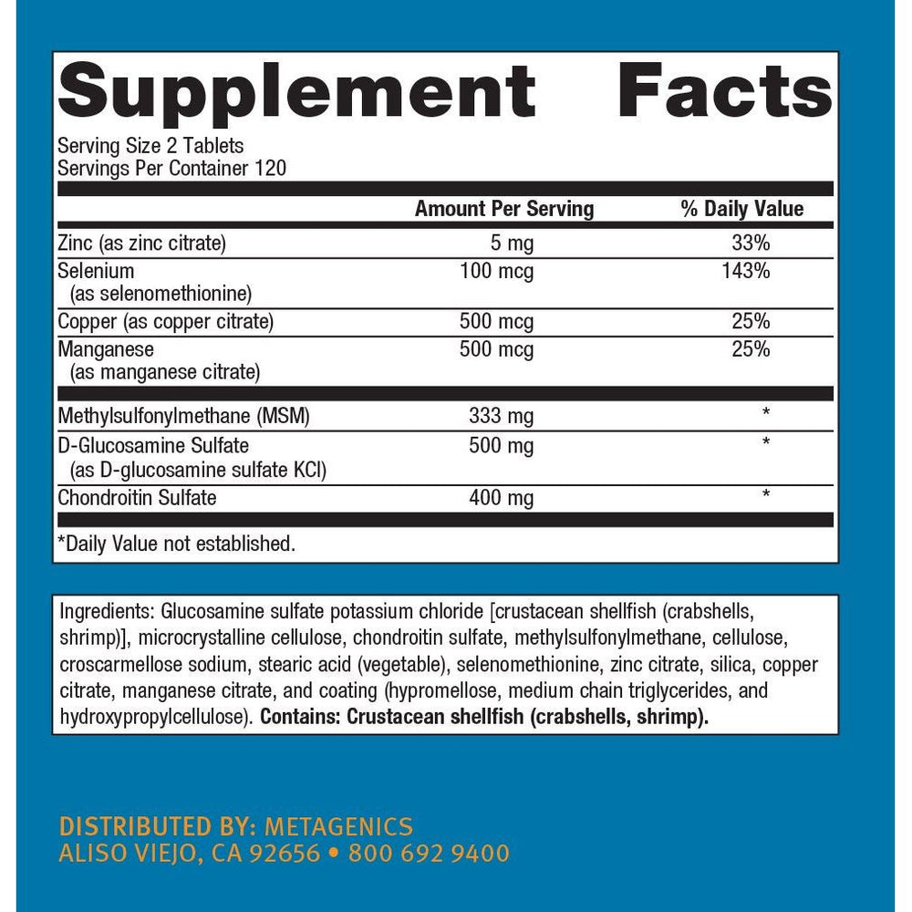 Metagenics ChondroCare Joint Support Supplement with Glucosamine Sulfate Helps Support Cartilage Health and Soft Tissue Formation - 240 Tablets - The Oasis of Health