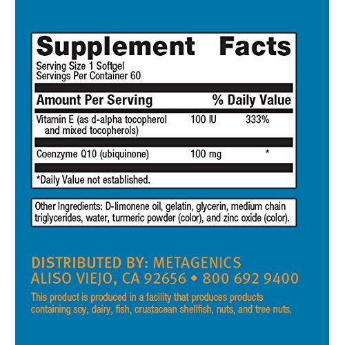 Metagenics CoQ10 ST - 100, Highly Absorbable 100 mg Coenzyme Q10 Supplement to Help Support Energy Production and Cardiovascular Function - 60 Count - The Oasis of Health