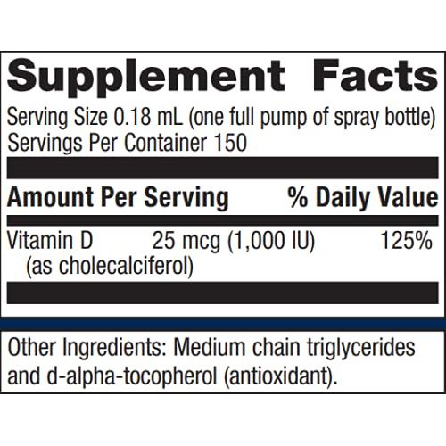 Metagenics D3 Spray ? Vegetarian and Bioavailable Vitamin D Supplement 1,000 IU (25 mcg) ? Support for Bone, Cardiovascular, and Immune Health* | 150 Servings - The Oasis of Health