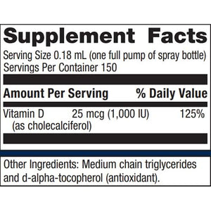Metagenics D3 Spray ? Vegetarian and Bioavailable Vitamin D Supplement 1,000 IU (25 mcg) ? Support for Bone, Cardiovascular, and Immune Health* | 150 Servings - The Oasis of Health