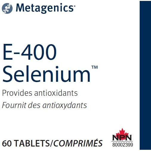 Metagenics E - 400 Selenium, Antioxidant Supplement with Vitamin E to Help Support Cellular Health - 60 Tablets, 2 Month Supply - The Oasis of Health