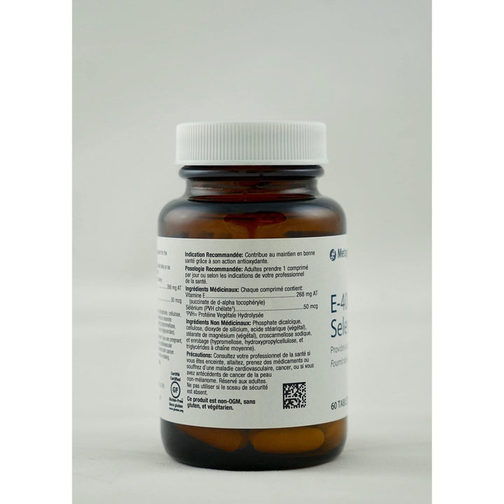 Metagenics E - 400 Selenium, Antioxidant Supplement with Vitamin E to Help Support Cellular Health - 60 Tablets, 2 Month Supply - The Oasis of Health