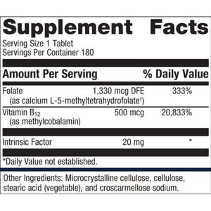 Metagenics Intrinsi B12 Folate, High Potency Vitamin B12 Supplement to Help Support a Healthy Nervous System and Cardiovascular Health with Intrinsic Factor for Enhanced Absorption - 180 Servings - The Oasis of Health