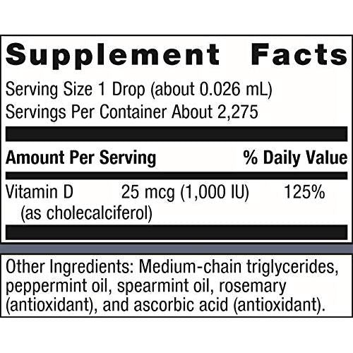 Metagenics MetaKids D3 1000 IU Liquid Vitamin D Supplement to Help Support Bone and Immune Health - 2 fl oz, 2,275 Servings - The Oasis of Health