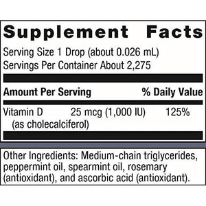 Metagenics MetaKids D3 1000 IU Liquid Vitamin D Supplement to Help Support Bone and Immune Health - 2 fl oz, 2,275 Servings - The Oasis of Health