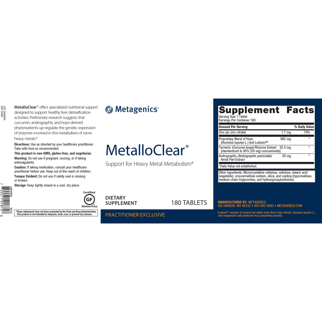 Metagenics MetalloClear 180 Tablets - The Oasis of Health
