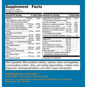Metagenics Multigenics? Without Iron ? Optimum Multiple Vitamin/Mineral Formula Fast - Release Tablet ? 30 Servings - The Oasis of Health