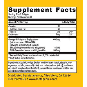 Metagenics OmegaGenics Algae EPA - DHA 300 Dietary Supplement, 60 Count - The Oasis of Health