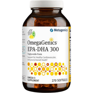 Metagenics OmegaGenics EPA - DHA 300mg - Daily Omega 3 Fish Oil Supplement to Support Cardiovascular, Musculoskeletal and Immune System Health - 270 Softgels - The Oasis of Health