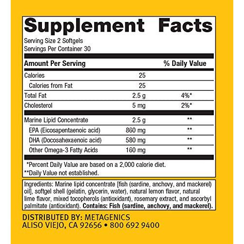 Metagenics OmegaGenics EPA - DHA 720mg - Daily Omega 3 Fish Oil Supplement to Support Cardiovascular, Musculoskeletal and Immune System Health - 60 Count - The Oasis of Health