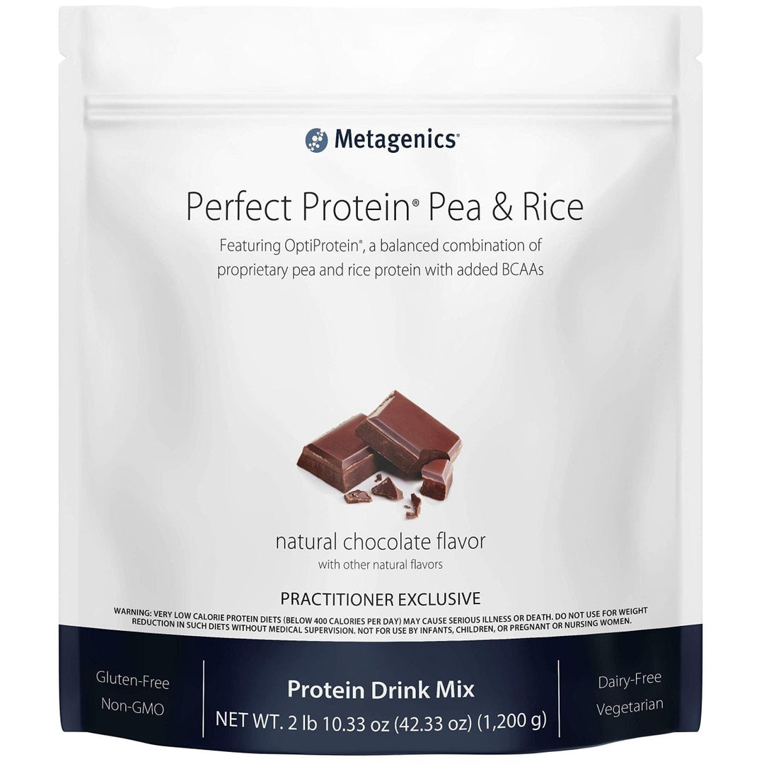Metagenics Perfect Protein? Pea & Rice - Featuring OptiProtein?, a Balanced Combination of Proprietary Pea and Rice Protein with Added BCAAs, Chocolate Flavor | 30 Servings - The Oasis of Health
