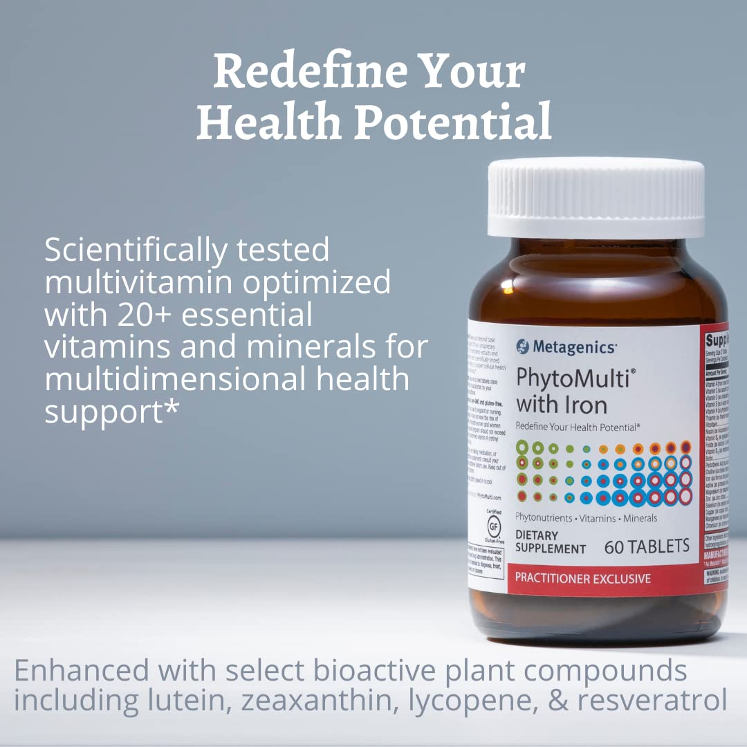 Metagenics PhytoMulti with Iron - Daily Multivitamin Supplement with Phytonutrients, Vitamins and Minerals for Multidimensional Health Support - 60 Tablets, 30 Day Supply - The Oasis of Health