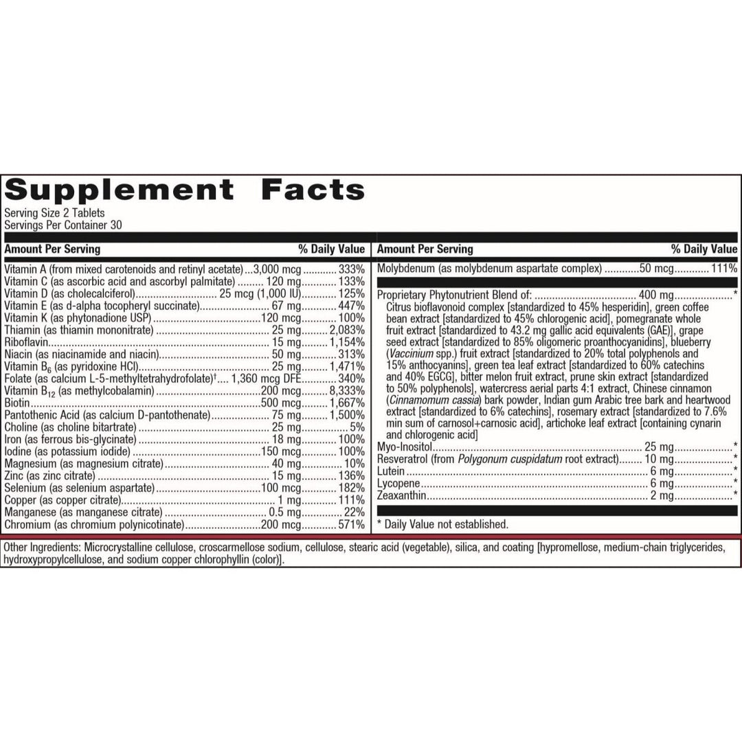 Metagenics PhytoMulti with Iron - Daily Multivitamin Supplement with Phytonutrients, Vitamins and Minerals for Multidimensional Health Support - 60 Tablets, 30 Day Supply - The Oasis of Health
