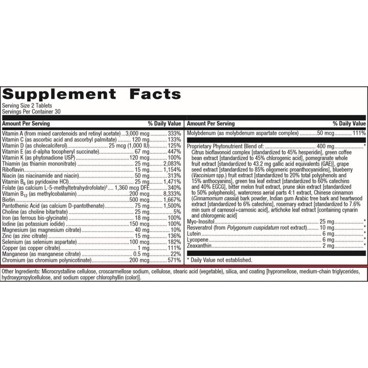 Metagenics PhytoMulti with Iron - Daily Multivitamin Supplement with Phytonutrients, Vitamins and Minerals for Multidimensional Health Support - 60 Tablets, 30 Day Supply - The Oasis of Health