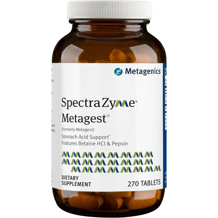 Metagenics SpectraZyme Metagest Nutritional Supplement with Betaine HCL and Pepsin to Help Stomach Acid Tablets - 270 Count - The Oasis of Health