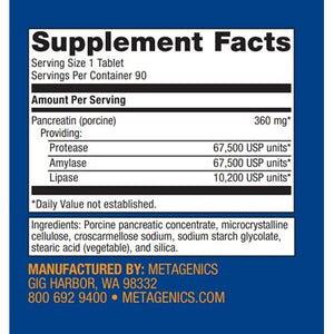 Metagenics SpectraZyme™ Pan 9X - Bioactive Pancreatic Enzymes for Digestive Support - 90 Servings - The Oasis of Health