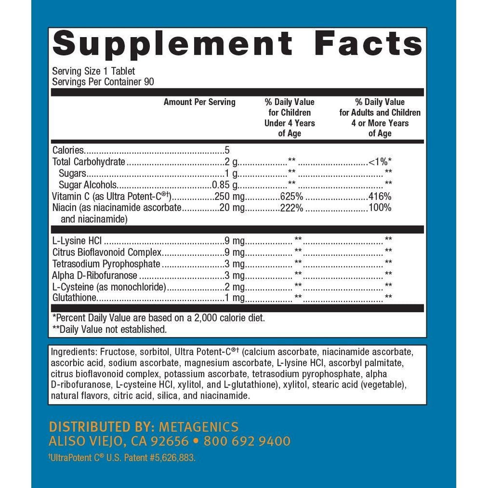 Metagenics Ultra Potent - C? Chewable ? Vitamin C ? Chewable Orange - Flavor Vitamin C for Immune Support* | 90 Count - The Oasis of Health