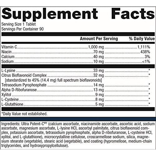 Metagenics Ultra Potent - C Vitamin C 1000mg - Gentle, Buffered Vitamin C Supplement for Immune Support, Designed to Help Prevent Stomach Upset - 90 Count - The Oasis of Health