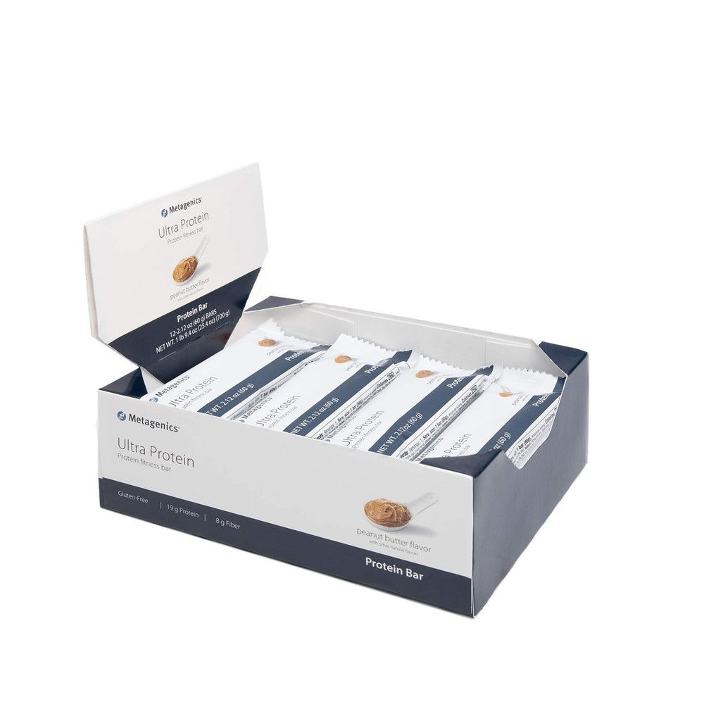 Metagenics Ultra Protein Bar - Protein Fitness Bar with 19 grams of Protein and 8 grams of Dietary Fiber, Peanut Butter Flavor, 12 Bars - The Oasis of Health