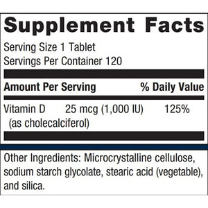 Metagenics Vitamin D3 1000 IU - Vitamin D Supplement for Healthy Bone Formation, Cardiovascular Health, and Immune Support - 120 Count - The Oasis of Health