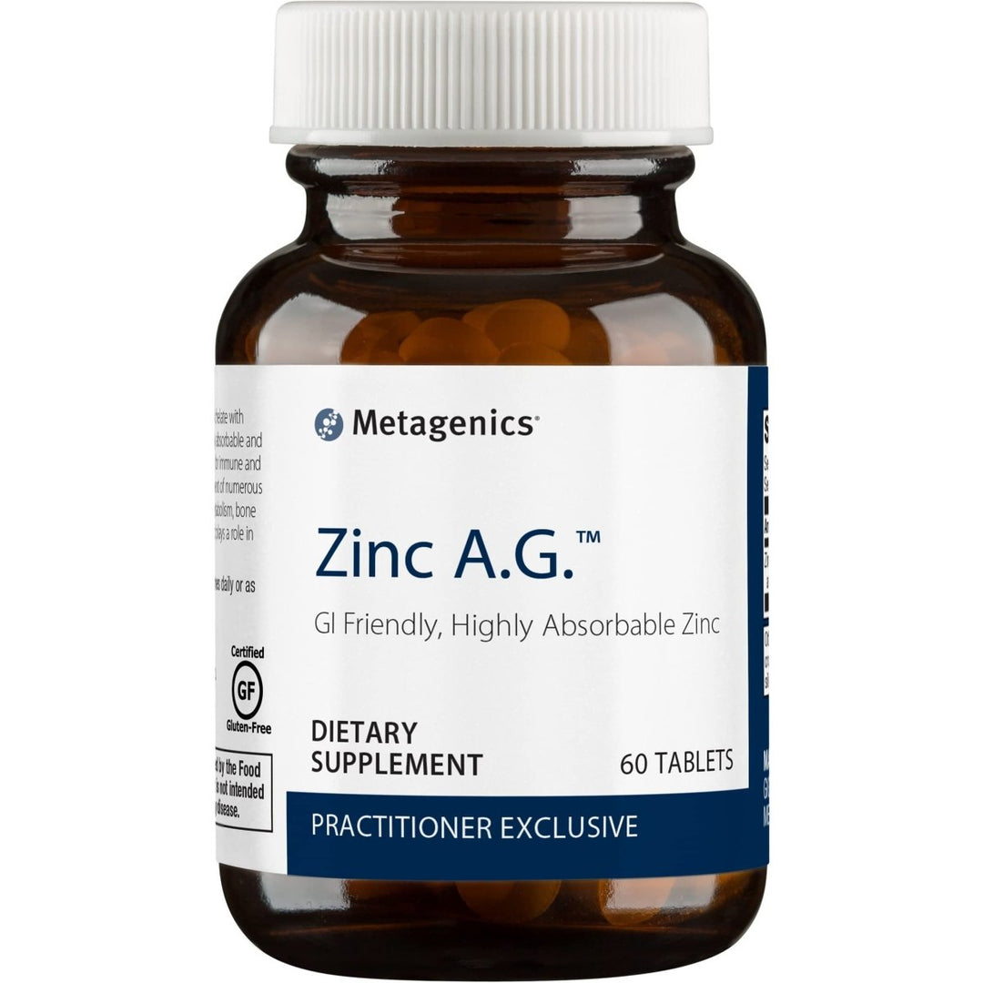 Metagenics Zinc AG, Highly Absorbable GI Friendly 20 mg Zinc Arginate and Zinc Glycinate Supplement - 60 Tablets - The Oasis of Health