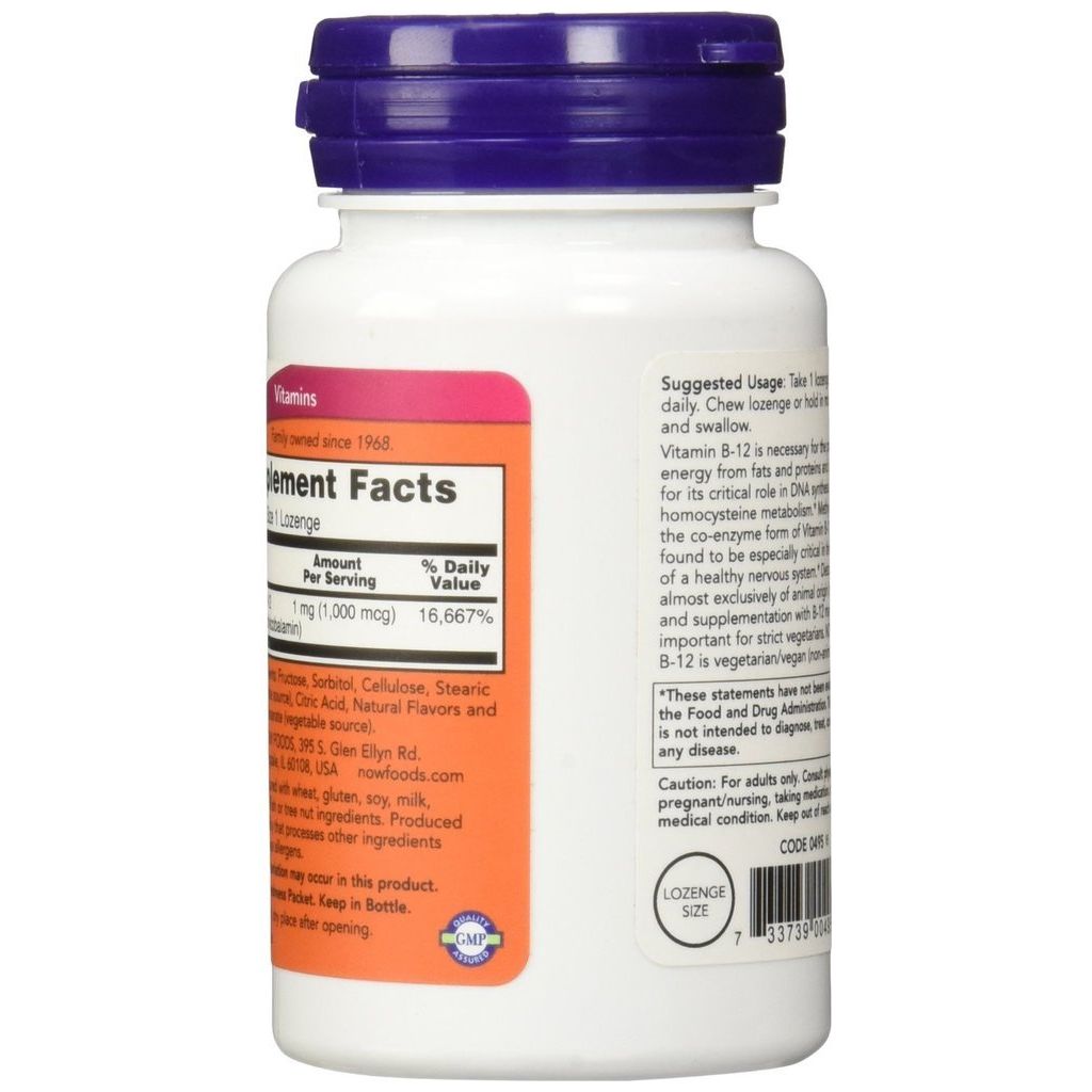 Methyl B - 12, 1000mcg, 100 LOZ by Now Foods (Pack of 2) - The Oasis of Health
