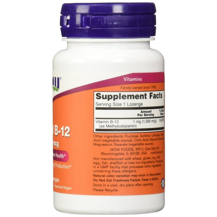 Methyl B - 12, 1000mcg, 100 LOZ by Now Foods (Pack of 2) - The Oasis of Health