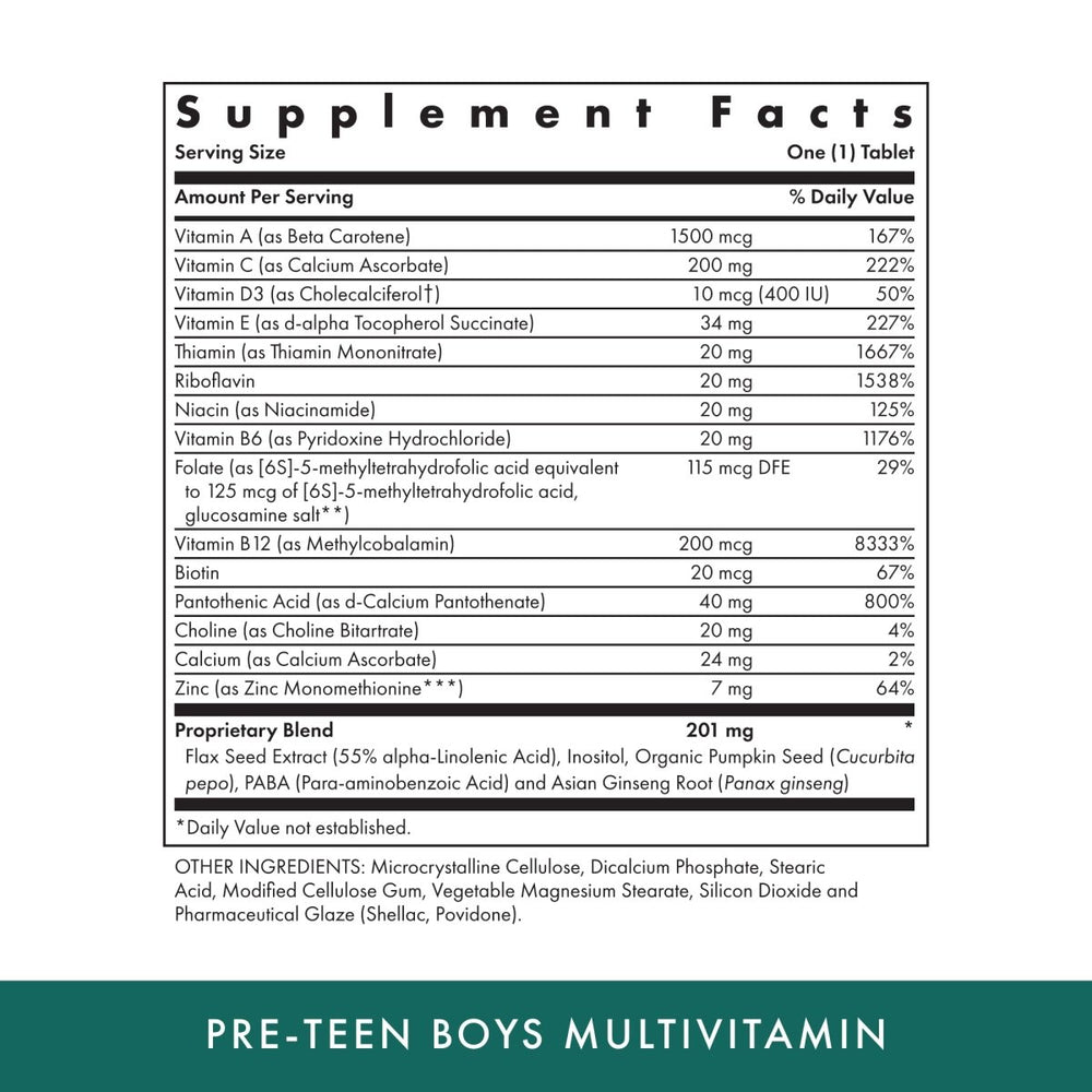 Michael's Naturopathic Programs - Pre - Teen Boys Daily Multi - Vitamin - 60 Vegetarian Tablets - The Oasis of Health