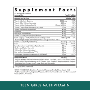 Michael's Naturopathic Programs - Teen Girls Tabs Daily Multi Vitamin - 90 Vegetarian Tablets - The Oasis of Health