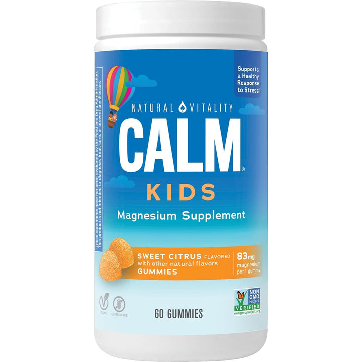 Natural Vitality CALM Kids Magnesium Supplement Gummies, Gluten Free, Vegan, Sweet Citrus Flavored - 60 Gummies - The Oasis of Health