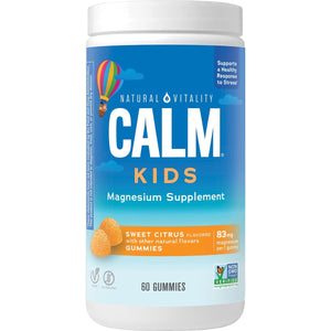 Natural Vitality CALM Kids Magnesium Supplement Gummies, Gluten Free, Vegan, Sweet Citrus Flavored - 60 Gummies - The Oasis of Health