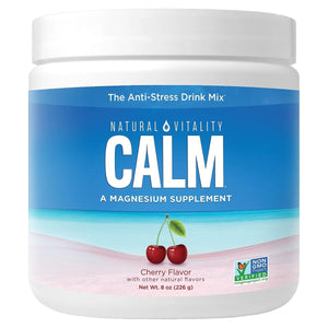 Natural Vitality Calm, Magnesium Supplement, Anti - Stress Drink Mix Powder, Gluten Free, Vegan, & Non - GMO, Cherry, 8 oz - The Oasis of Health