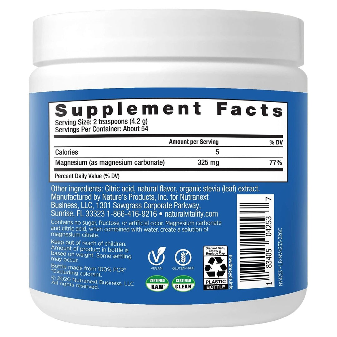 Natural Vitality Calm, Magnesium Supplement, Anti - Stress Drink Mix Powder, Gluten Free, Vegan, & Non - GMO, Cherry, 8 oz - The Oasis of Health