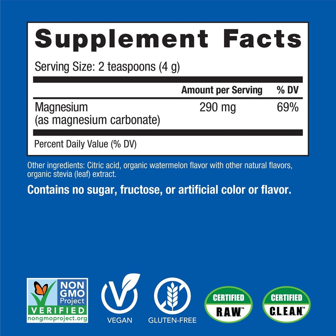 Natural Vitality Calm, Magnesium Supplement, Anti - Stress Drink Mix Powder, Gluten Free, Vegan, &amp; Non - GMO, Watermelon, 16 oz - The Oasis of Health
