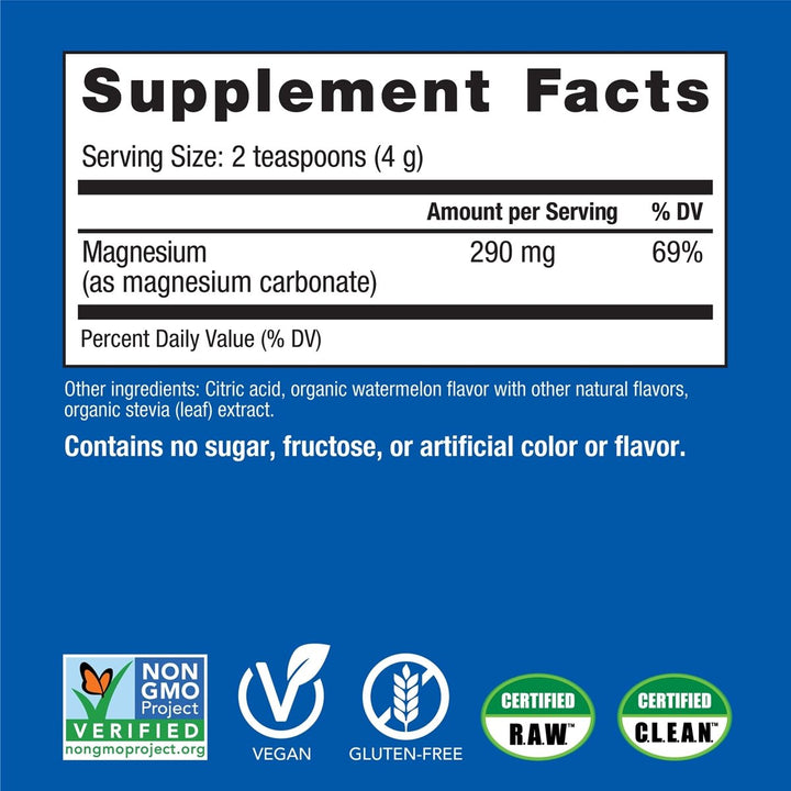 Natural Vitality Calm, Magnesium Supplement, Anti - Stress Drink Mix Powder, Gluten Free, Vegan, &amp; Non - GMO, Watermelon, 16 oz - The Oasis of Health