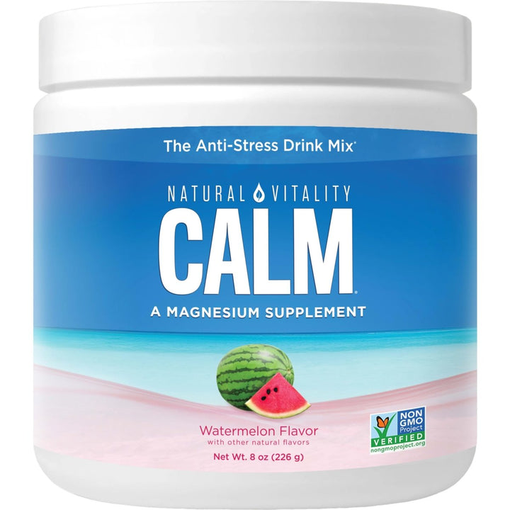 Natural Vitality Calm, Magnesium Supplement, Anti - Stress Drink Mix Powder, Original, Watermelon - 8 Ounce - The Oasis of Health