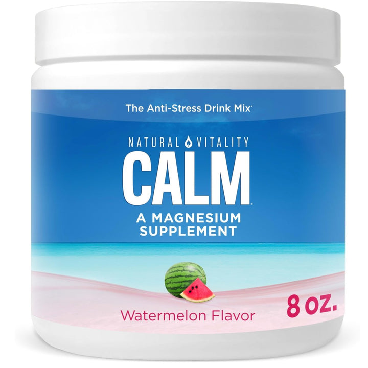 Natural Vitality Calm, Magnesium Supplement, Anti - Stress Drink Mix Powder, Original, Watermelon - 8 Ounce - The Oasis of Health