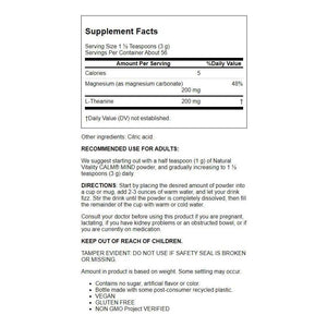 Natural Vitality Calm Mind unflavored 6oz - The Oasis of Health