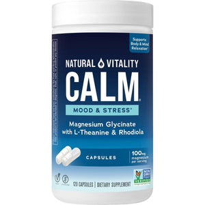 Natural Vitality Calm® Mood & Stress Relief Capsules, Magnesium Glycinate Supplement, 120 Caps - The Oasis of Health