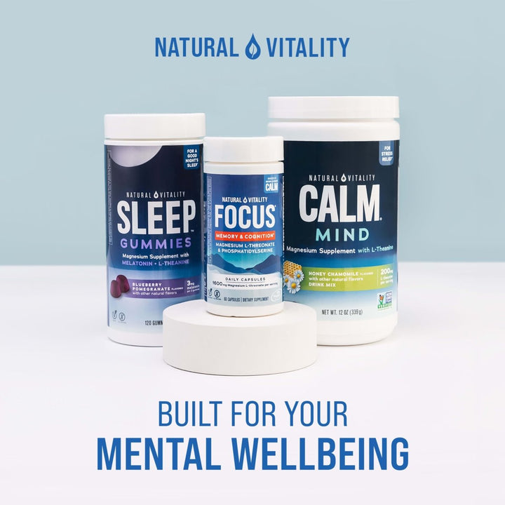 Natural Vitality Focus, Magnesium L - Threonate and Phosphatidylserine Nootropic Brain Supplements for Memory, Focus, and Cognition, Gluten Free, Vegetarian, 60 Capsules - The Oasis of Health