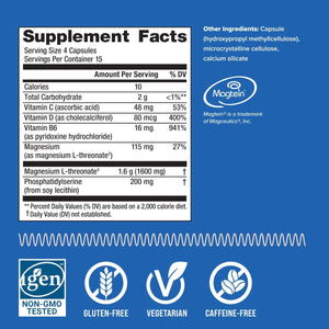 Natural Vitality Focus, Magnesium L - Threonate and Phosphatidylserine Nootropic Brain Supplements for Memory, Focus, and Cognition, Gluten Free, Vegetarian, 60 Capsules - The Oasis of Health