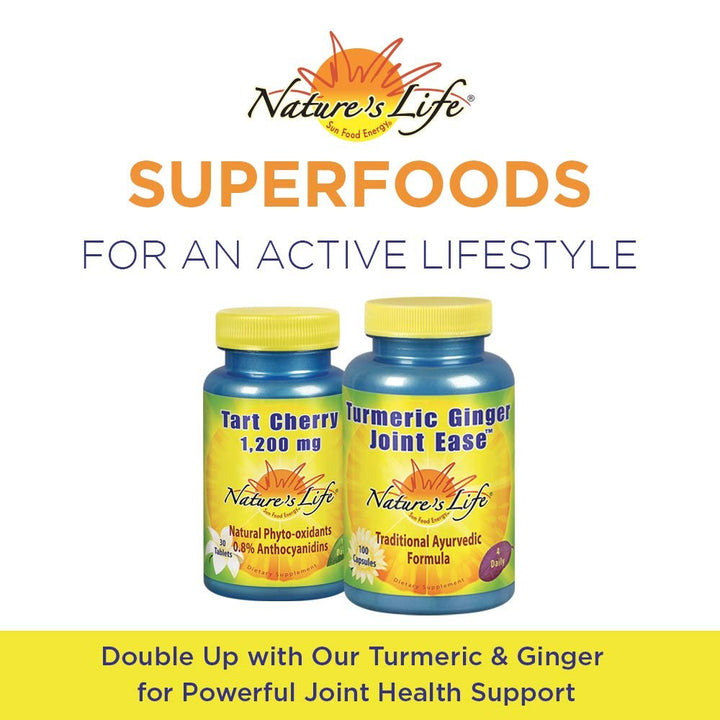 Nature's Life Tart Cherry 1200mg | Uric Acid Cleanse for Joint Comfort, Muscle Recovery & Sleep Support | with Anthocyanins & Polyphenols | 30 Tablets - The Oasis of Health