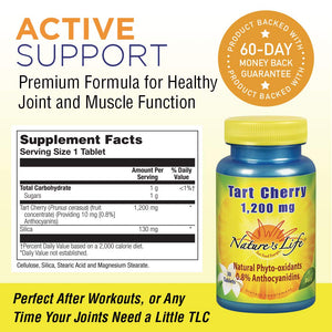 Nature's Life Tart Cherry 1200mg | Uric Acid Cleanse for Joint Comfort, Muscle Recovery & Sleep Support | with Anthocyanins & Polyphenols | 30 Tablets - The Oasis of Health
