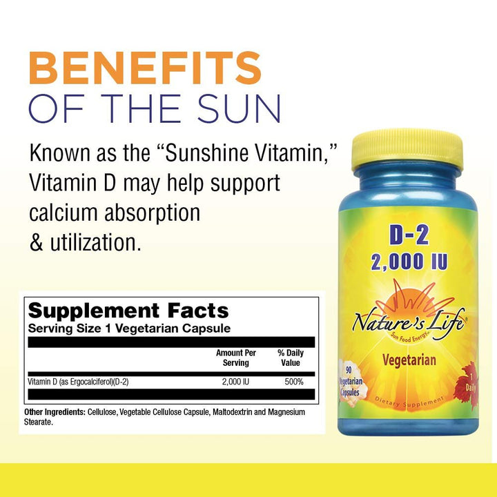 Nature's Life Vitamin D - 2 2000 IU 90 Vcaps - The Oasis of Health