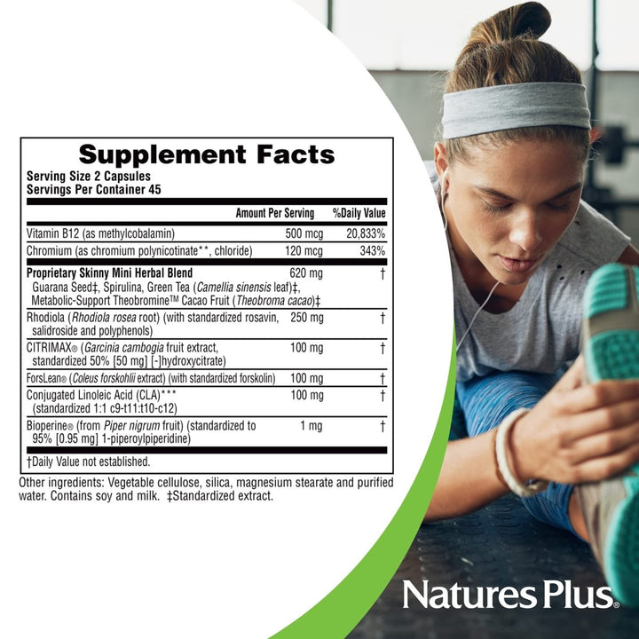 Natures Plus - Skinny Mini Energizing Weight Loss Formula - 90 Vegetarian Capsules - The Oasis of Health