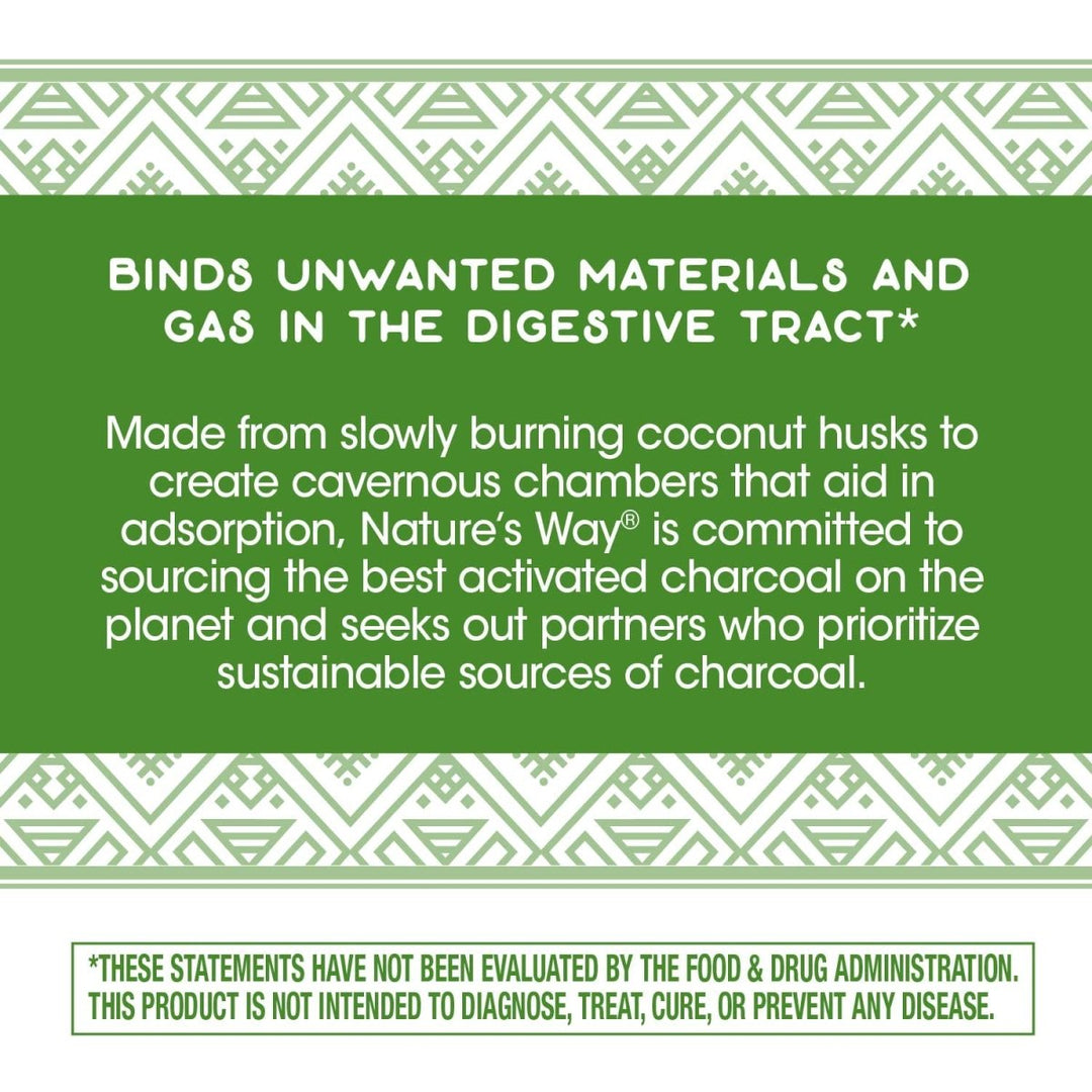 Nature's Way Activated Charcoal, Binds Unwanted Materials and Gas*, 560mg per Serving, 360 Capsules - The Oasis of Health