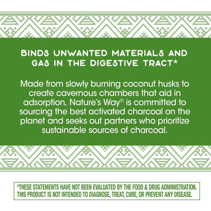 Nature's Way Activated Charcoal, Binds Unwanted Materials and Gas*, 560mg per Serving, 360 Capsules - The Oasis of Health